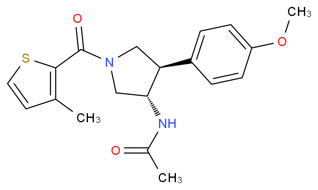 N-{(3S*,4R*)-4-(4-methoxyphenyl)-1-[(3-methyl-2-thienyl)carbonyl]pyrrolidin-3-yl}acetamide_Molecular_structure_CAS_)