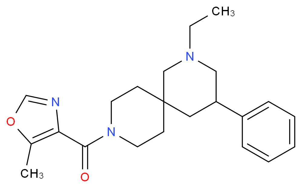 2-ethyl-9-[(5-methyl-1,3-oxazol-4-yl)carbonyl]-4-phenyl-2,9-diazaspiro[5.5]undecane_Molecular_structure_CAS_)