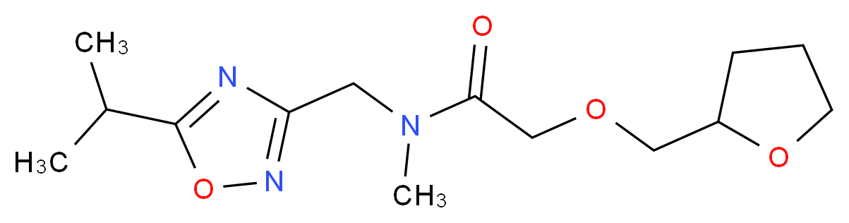 N-[(5-isopropyl-1,2,4-oxadiazol-3-yl)methyl]-N-methyl-2-(tetrahydro-2-furanylmethoxy)acetamide_Molecular_structure_CAS_)