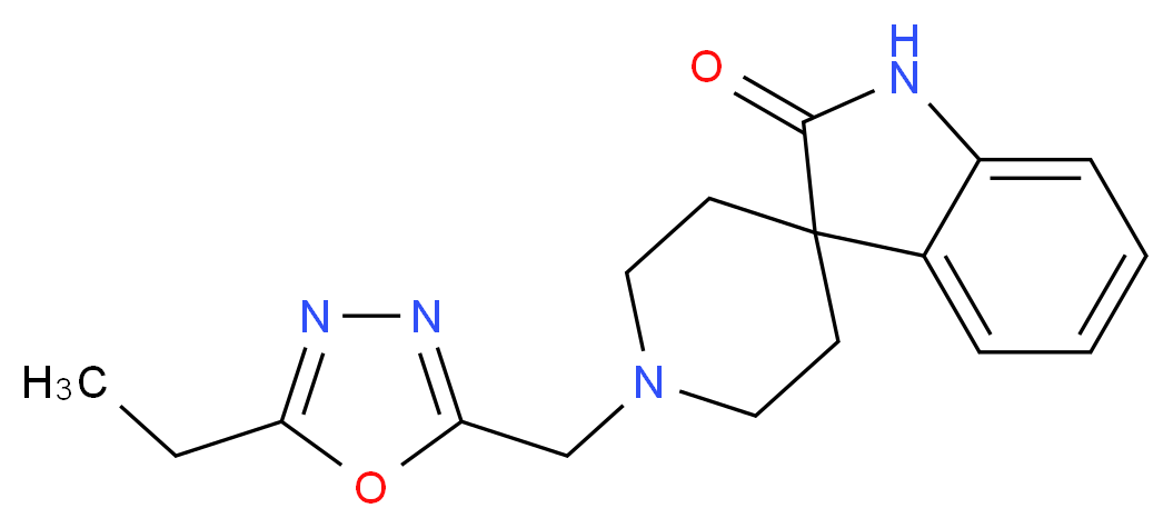 1'-[(5-ethyl-1,3,4-oxadiazol-2-yl)methyl]spiro[indole-3,4'-piperidin]-2(1H)-one_Molecular_structure_CAS_)