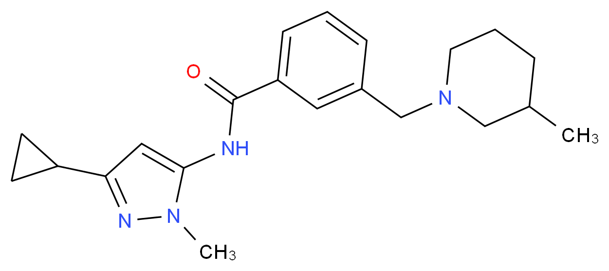 N-(3-cyclopropyl-1-methyl-1H-pyrazol-5-yl)-3-[(3-methylpiperidin-1-yl)methyl]benzamide_Molecular_structure_CAS_)
