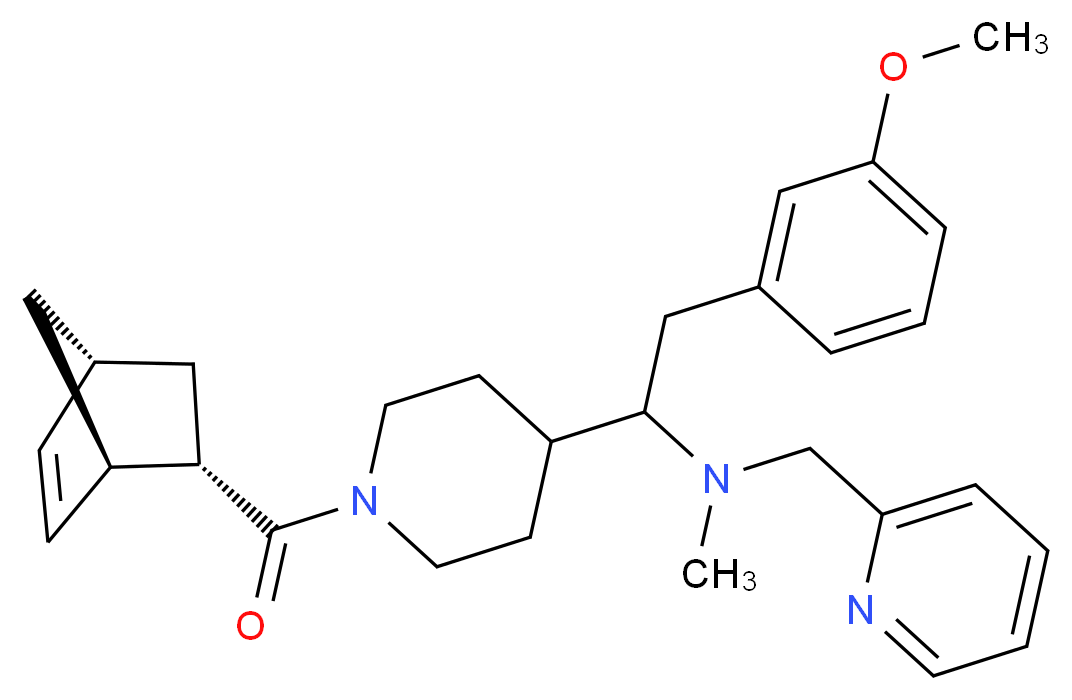 1-{1-[(1R*,2S*,4R*)-bicyclo[2.2.1]hept-5-en-2-ylcarbonyl]-4-piperidinyl}-2-(3-methoxyphenyl)-N-methyl-N-(2-pyridinylmethyl)ethanamine_Molecular_structure_CAS_)