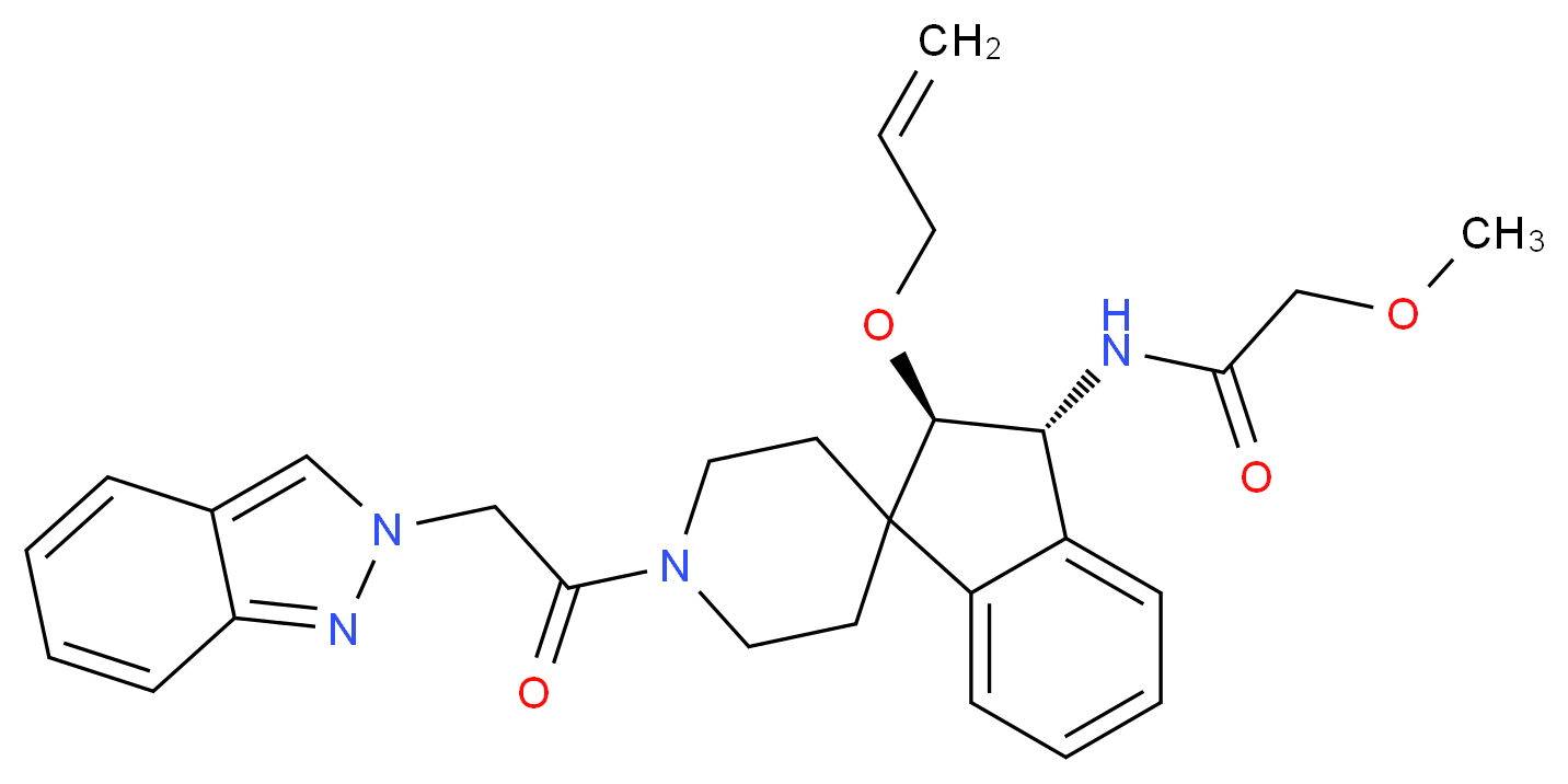 N-[(2R*,3R*)-2-(allyloxy)-1'-(2H-indazol-2-ylacetyl)-2,3-dihydrospiro[indene-1,4'-piperidin]-3-yl]-2-methoxyacetamide_Molecular_structure_CAS_)