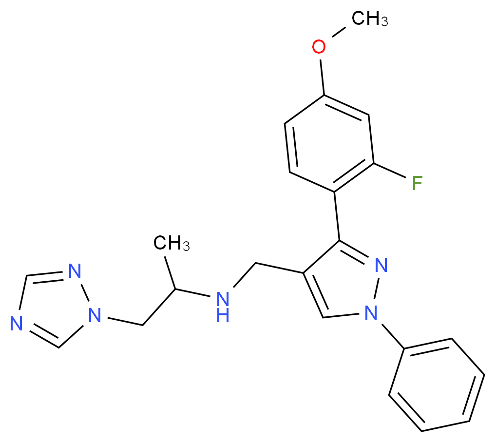 N-{[3-(2-fluoro-4-methoxyphenyl)-1-phenyl-1H-pyrazol-4-yl]methyl}-1-(1H-1,2,4-triazol-1-yl)-2-propanamine_Molecular_structure_CAS_)