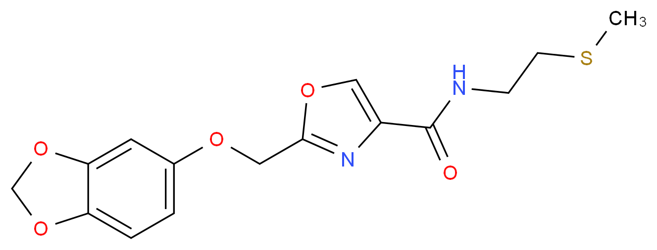 2-[(1,3-benzodioxol-5-yloxy)methyl]-N-[2-(methylthio)ethyl]-1,3-oxazole-4-carboxamide_Molecular_structure_CAS_)