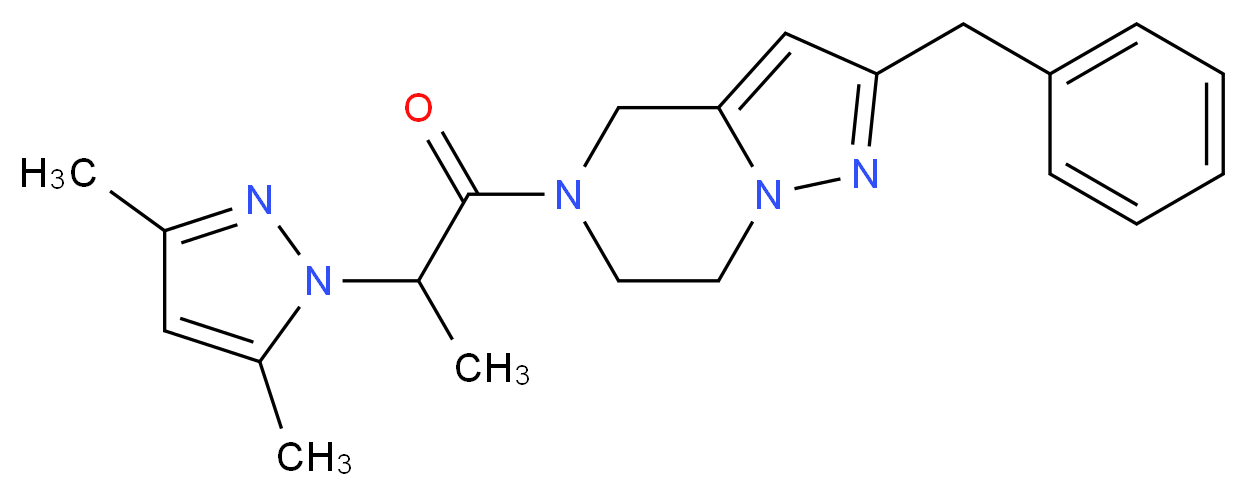 2-benzyl-5-[2-(3,5-dimethyl-1H-pyrazol-1-yl)propanoyl]-4,5,6,7-tetrahydropyrazolo[1,5-a]pyrazine_Molecular_structure_CAS_)
