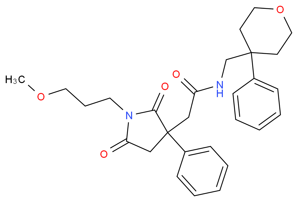 2-[1-(3-methoxypropyl)-2,5-dioxo-3-phenyl-3-pyrrolidinyl]-N-[(4-phenyltetrahydro-2H-pyran-4-yl)methyl]acetamide_Molecular_structure_CAS_)