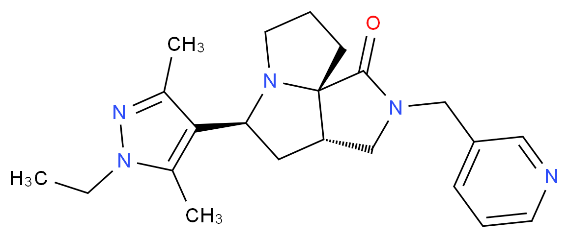 (3aS*,5S*,9aS*)-5-(1-ethyl-3,5-dimethyl-1H-pyrazol-4-yl)-2-(3-pyridinylmethyl)hexahydro-7H-pyrrolo[3,4-g]pyrrolizin-1(2H)-one_Molecular_structure_CAS_)