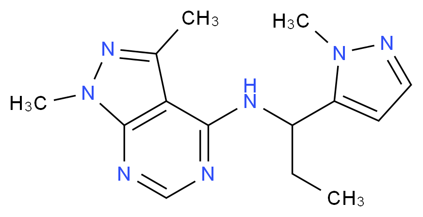 1,3-dimethyl-N-[1-(1-methyl-1H-pyrazol-5-yl)propyl]-1H-pyrazolo[3,4-d]pyrimidin-4-amine_Molecular_structure_CAS_)