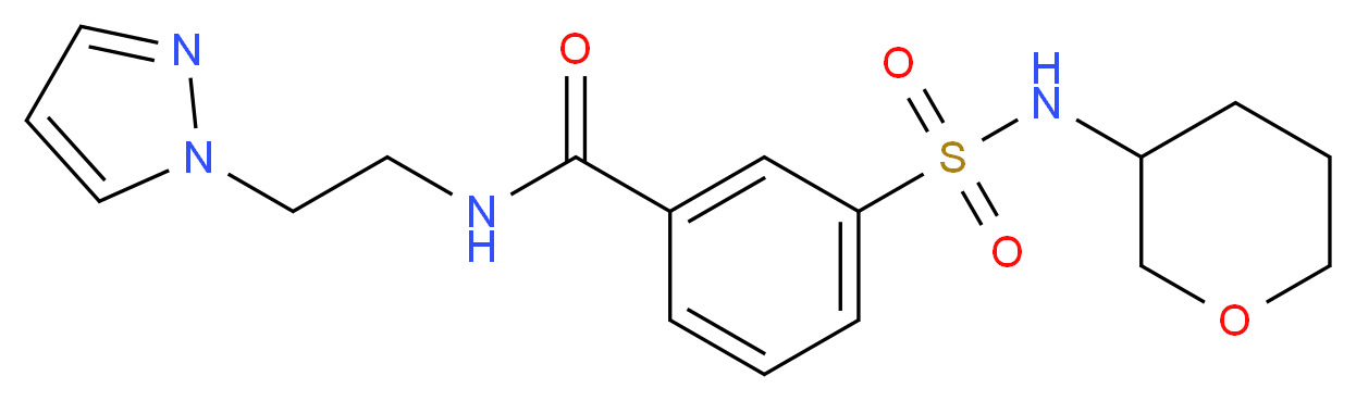 N-[2-(1H-pyrazol-1-yl)ethyl]-3-[(tetrahydro-2H-pyran-3-ylamino)sulfonyl]benzamide_Molecular_structure_CAS_)