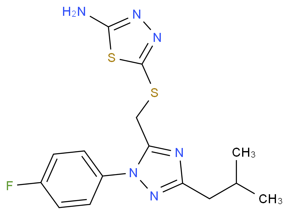 5-({[1-(4-fluorophenyl)-3-isobutyl-1H-1,2,4-triazol-5-yl]methyl}thio)-1,3,4-thiadiazol-2-amine_Molecular_structure_CAS_)