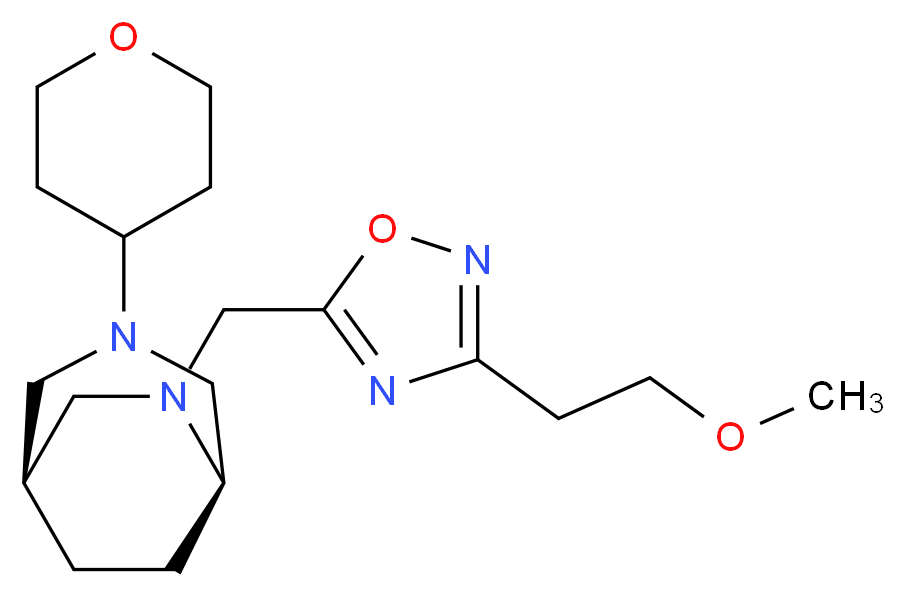 (1S*,5R*)-6-{[3-(2-methoxyethyl)-1,2,4-oxadiazol-5-yl]methyl}-3-(tetrahydro-2H-pyran-4-yl)-3,6-diazabicyclo[3.2.2]nonane_Molecular_structure_CAS_)