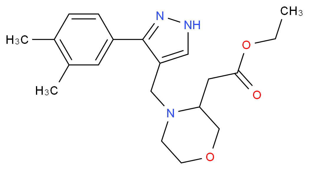 ethyl (4-{[3-(3,4-dimethylphenyl)-1H-pyrazol-4-yl]methyl}-3-morpholinyl)acetate_Molecular_structure_CAS_)