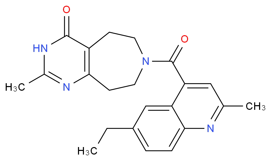 7-[(6-ethyl-2-methyl-4-quinolinyl)carbonyl]-2-methyl-3,5,6,7,8,9-hexahydro-4H-pyrimido[4,5-d]azepin-4-one_Molecular_structure_CAS_)