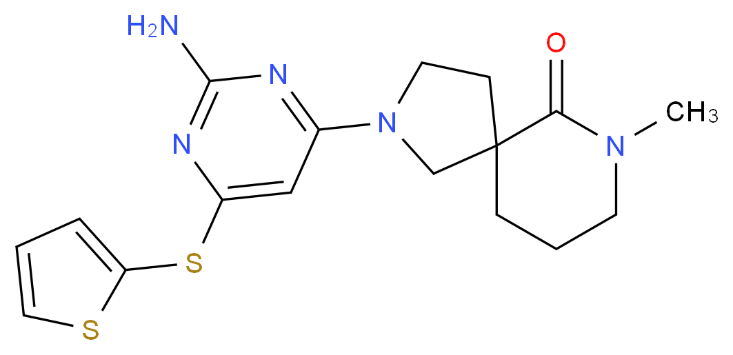 2-[2-amino-6-(2-thienylthio)pyrimidin-4-yl]-7-methyl-2,7-diazaspiro[4.5]decan-6-one_Molecular_structure_CAS_)