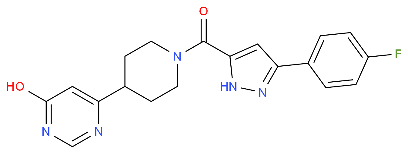 6-(1-{[3-(4-fluorophenyl)-1H-pyrazol-5-yl]carbonyl}piperidin-4-yl)pyrimidin-4-ol_Molecular_structure_CAS_)