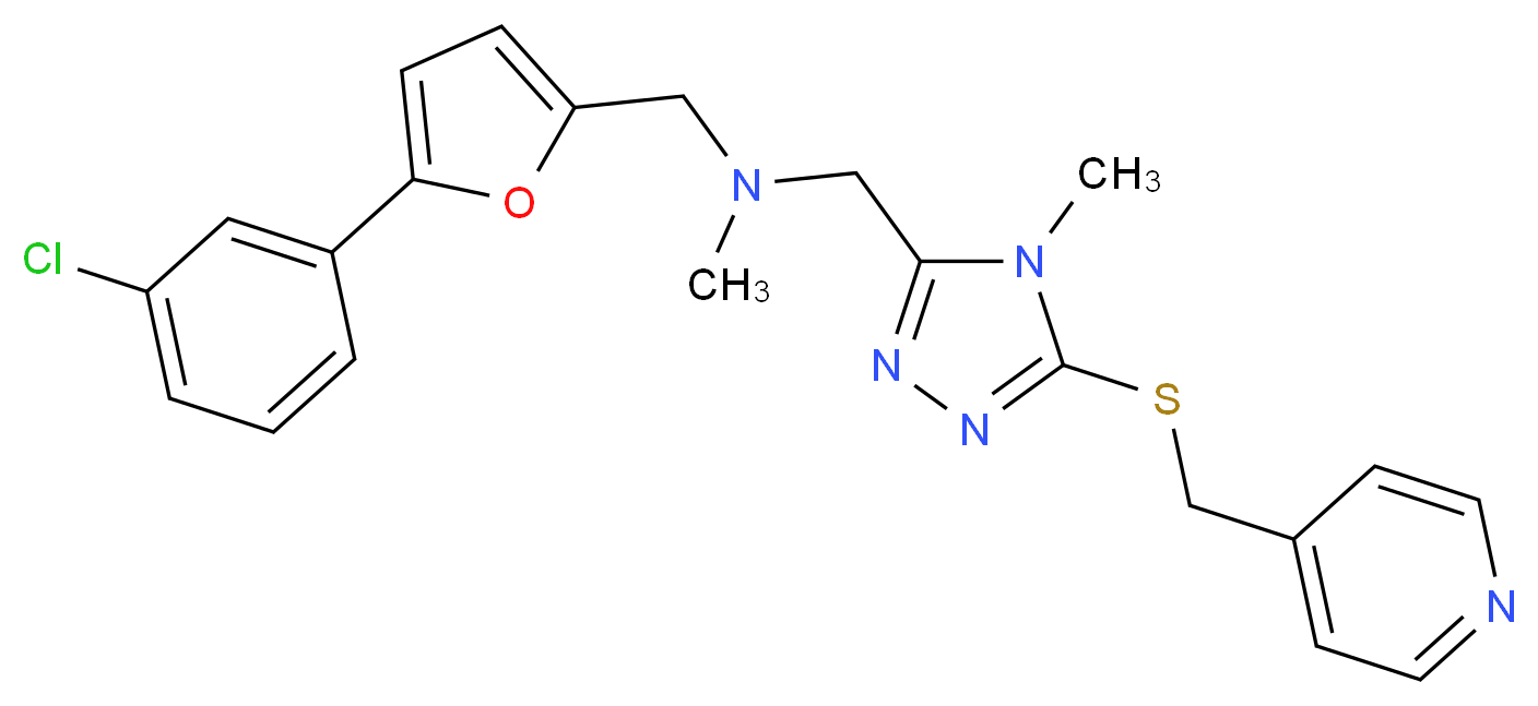 1-[5-(3-chlorophenyl)-2-furyl]-N-methyl-N-({4-methyl-5-[(4-pyridinylmethyl)thio]-4H-1,2,4-triazol-3-yl}methyl)methanamine_Molecular_structure_CAS_)