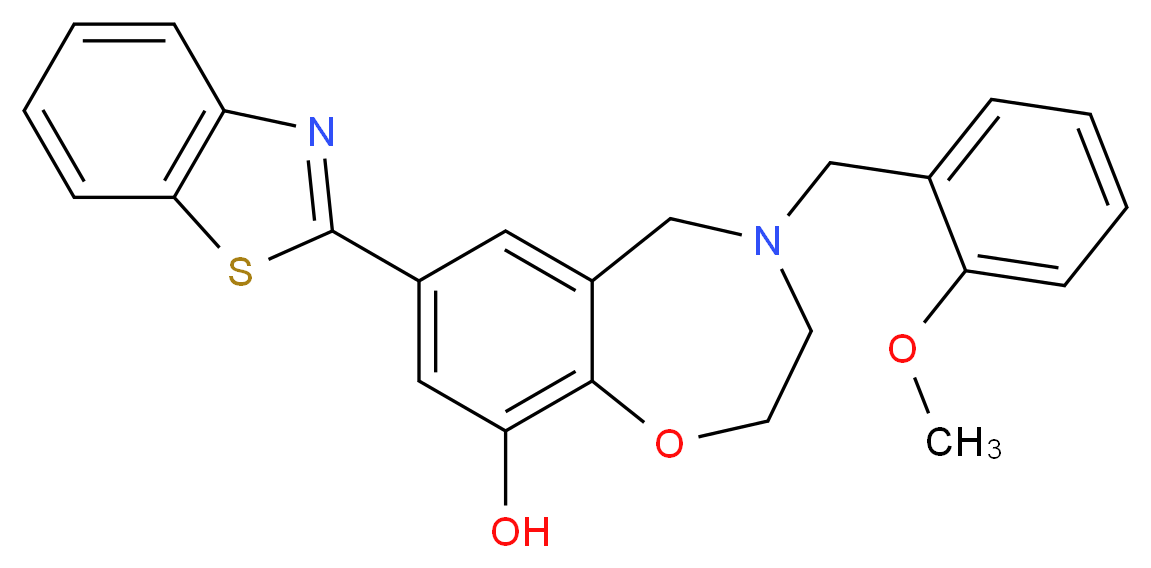 7-(1,3-benzothiazol-2-yl)-4-(2-methoxybenzyl)-2,3,4,5-tetrahydro-1,4-benzoxazepin-9-ol_Molecular_structure_CAS_)