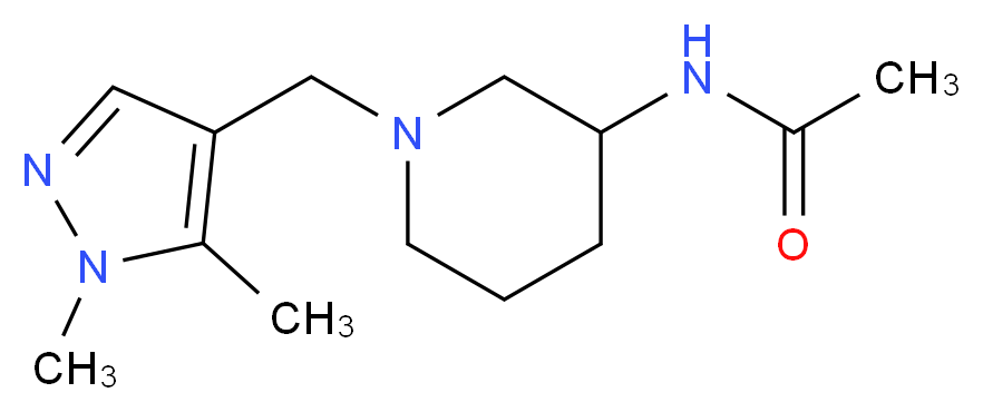 N-{1-[(1,5-dimethyl-1H-pyrazol-4-yl)methyl]piperidin-3-yl}acetamide_Molecular_structure_CAS_)