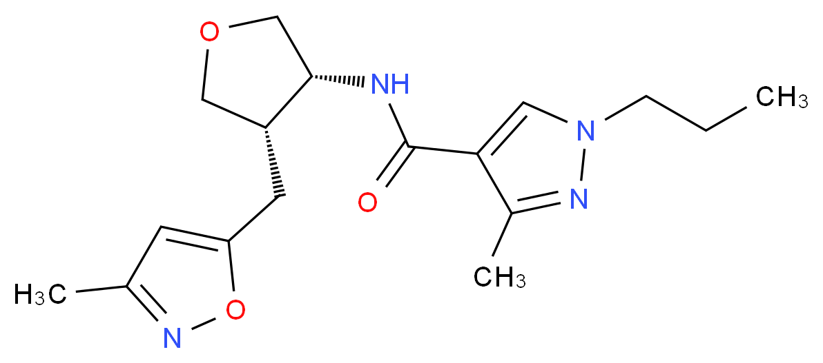 3-methyl-N-{(3R*,4S*)-4-[(3-methyl-5-isoxazolyl)methyl]tetrahydro-3-furanyl}-1-propyl-1H-pyrazole-4-carboxamide_Molecular_structure_CAS_)
