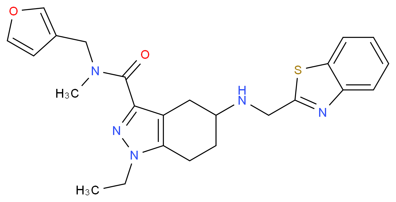 5-[(1,3-benzothiazol-2-ylmethyl)amino]-1-ethyl-N-(3-furylmethyl)-N-methyl-4,5,6,7-tetrahydro-1H-indazole-3-carboxamide_Molecular_structure_CAS_)