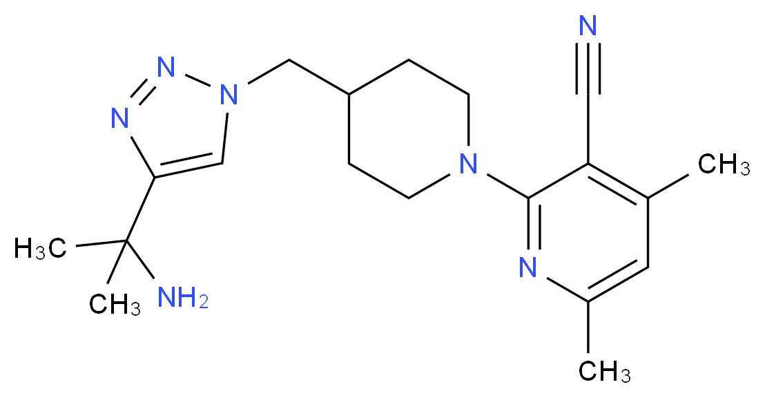 2-(4-{[4-(1-amino-1-methylethyl)-1H-1,2,3-triazol-1-yl]methyl}-1-piperidinyl)-4,6-dimethylnicotinonitrile_Molecular_structure_CAS_)