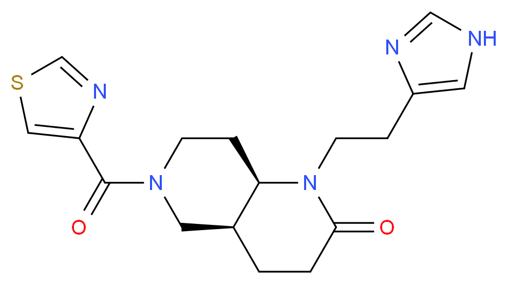 (4aS*,8aR*)-1-[2-(1H-imidazol-4-yl)ethyl]-6-(1,3-thiazol-4-ylcarbonyl)octahydro-1,6-naphthyridin-2(1H)-one_Molecular_structure_CAS_)