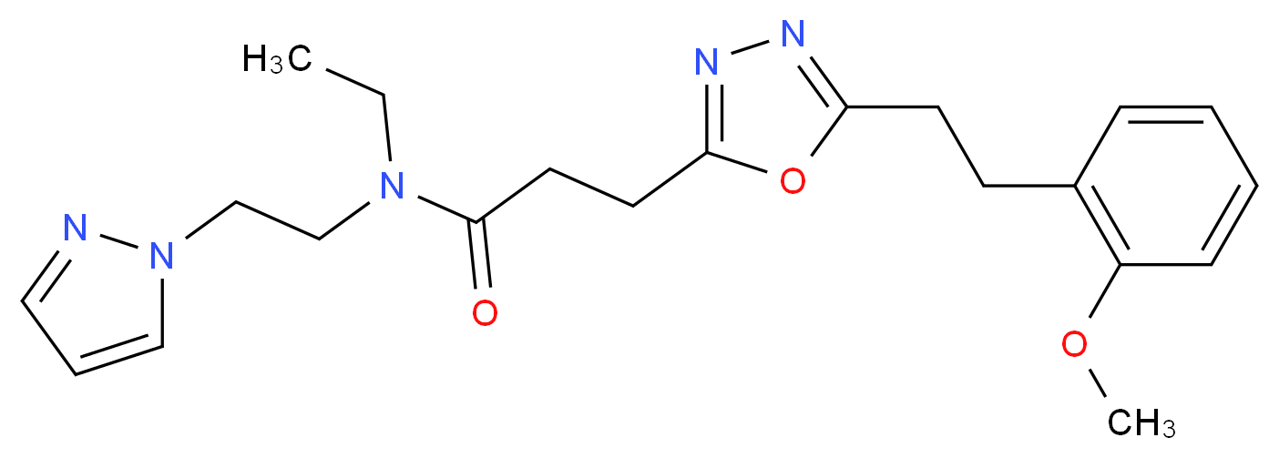 N-ethyl-3-{5-[2-(2-methoxyphenyl)ethyl]-1,3,4-oxadiazol-2-yl}-N-[2-(1H-pyrazol-1-yl)ethyl]propanamide_Molecular_structure_CAS_)