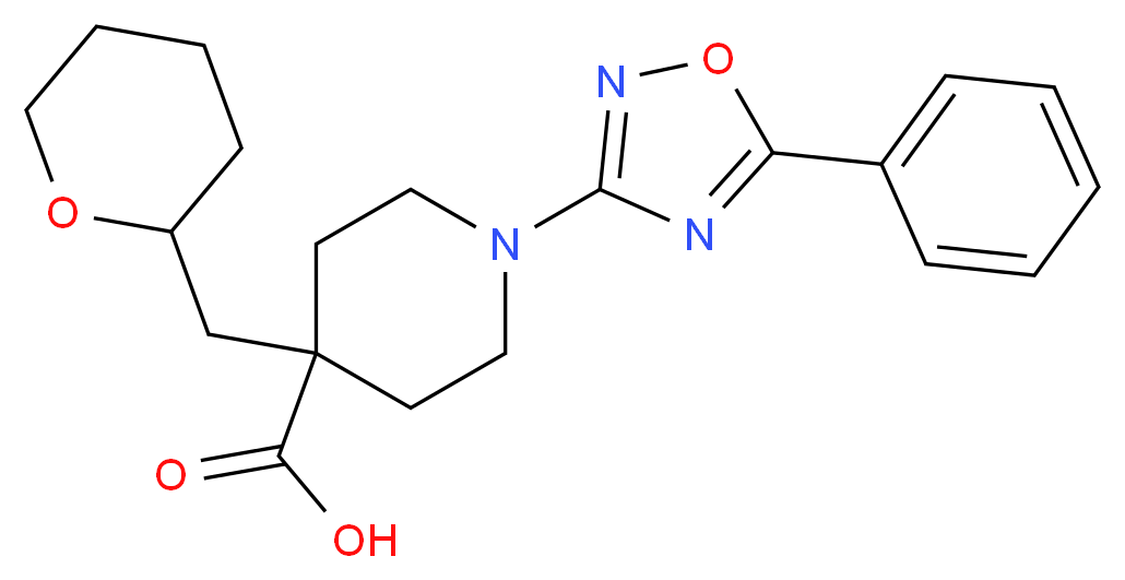 1-(5-phenyl-1,2,4-oxadiazol-3-yl)-4-(tetrahydro-2H-pyran-2-ylmethyl)piperidine-4-carboxylic acid_Molecular_structure_CAS_)