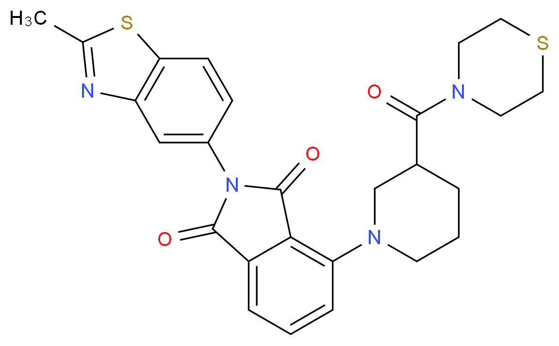 2-(2-methyl-1,3-benzothiazol-5-yl)-4-[3-(4-thiomorpholinylcarbonyl)-1-piperidinyl]-1H-isoindole-1,3(2H)-dione_Molecular_structure_CAS_)