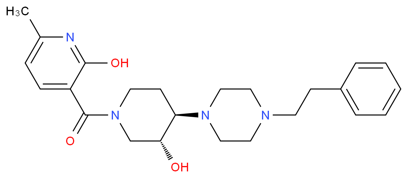 3-({(3R*,4R*)-3-hydroxy-4-[4-(2-phenylethyl)-1-piperazinyl]-1-piperidinyl}carbonyl)-6-methyl-2-pyridinol_Molecular_structure_CAS_)