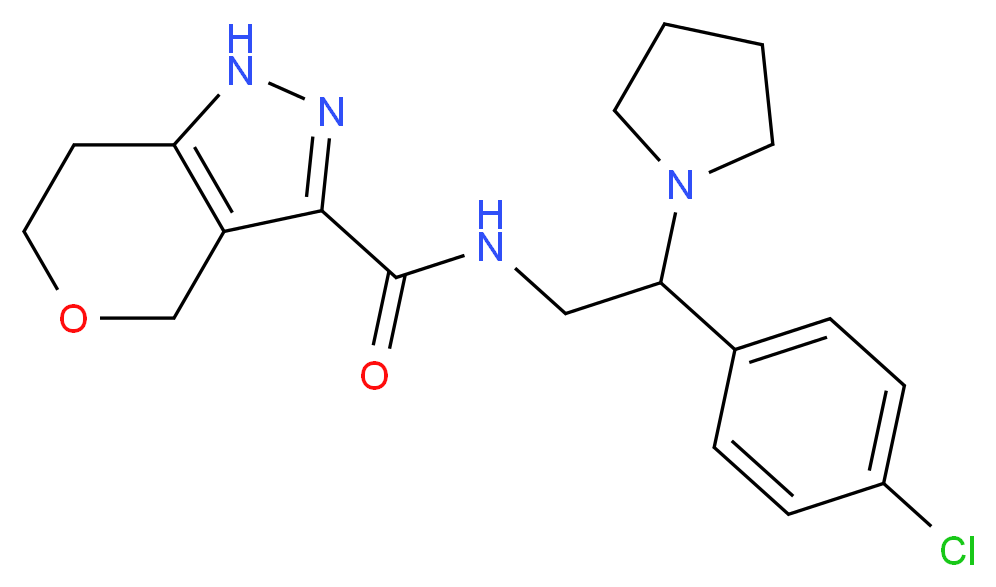 N-[2-(4-chlorophenyl)-2-pyrrolidin-1-ylethyl]-1,4,6,7-tetrahydropyrano[4,3-c]pyrazole-3-carboxamide_Molecular_structure_CAS_)