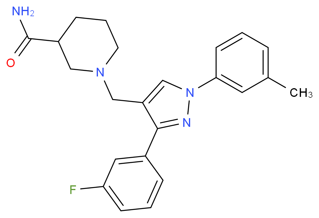 1-{[3-(3-fluorophenyl)-1-(3-methylphenyl)-1H-pyrazol-4-yl]methyl}-3-piperidinecarboxamide_Molecular_structure_CAS_)