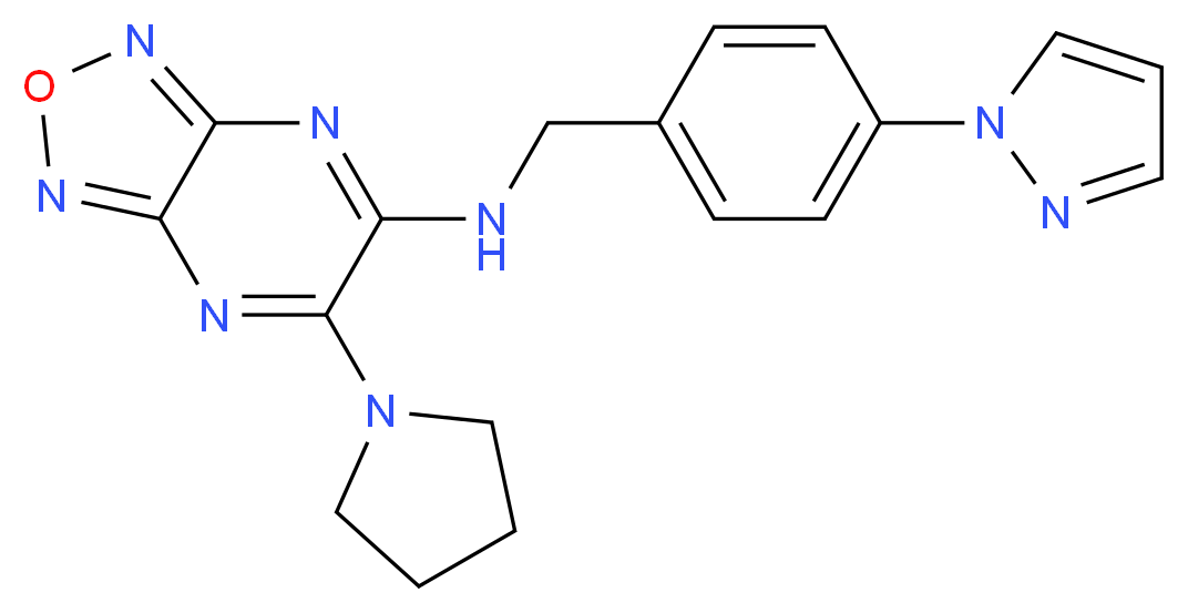 N-[4-(1H-pyrazol-1-yl)benzyl]-6-(1-pyrrolidinyl)[1,2,5]oxadiazolo[3,4-b]pyrazin-5-amine_Molecular_structure_CAS_)