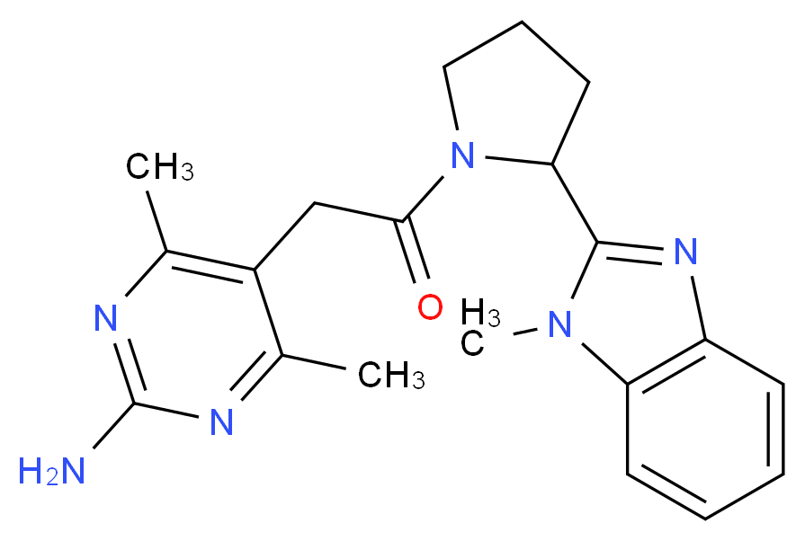 4,6-dimethyl-5-{2-[2-(1-methyl-1H-benzimidazol-2-yl)-1-pyrrolidinyl]-2-oxoethyl}-2-pyrimidinamine_Molecular_structure_CAS_)