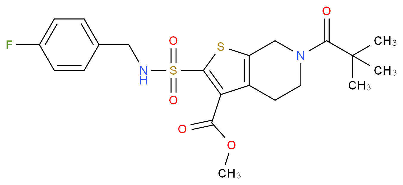 methyl 6-(2,2-dimethylpropanoyl)-2-{[(4-fluorobenzyl)amino]sulfonyl}-4,5,6,7-tetrahydrothieno[2,3-c]pyridine-3-carboxylate_Molecular_structure_CAS_)
