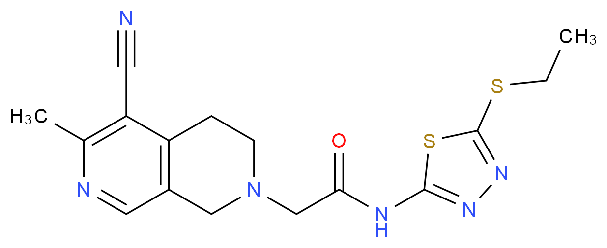 2-(5-cyano-6-methyl-3,4-dihydro-2,7-naphthyridin-2(1H)-yl)-N-[5-(ethylthio)-1,3,4-thiadiazol-2-yl]acetamide_Molecular_structure_CAS_)