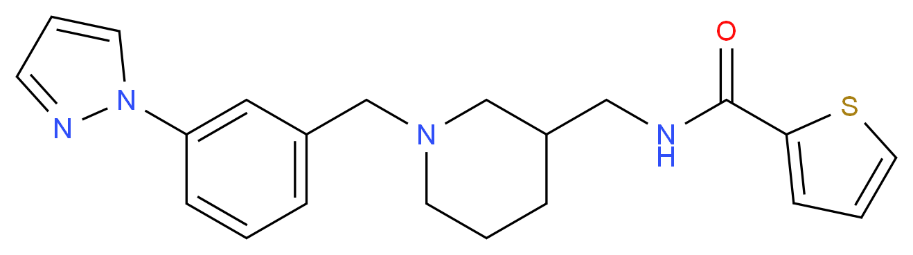 N-({1-[3-(1H-pyrazol-1-yl)benzyl]-3-piperidinyl}methyl)-2-thiophenecarboxamide_Molecular_structure_CAS_)