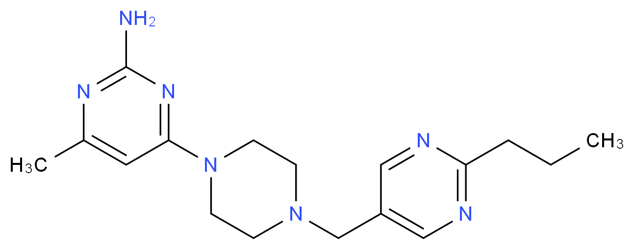 4-methyl-6-{4-[(2-propylpyrimidin-5-yl)methyl]piperazin-1-yl}pyrimidin-2-amine_Molecular_structure_CAS_)