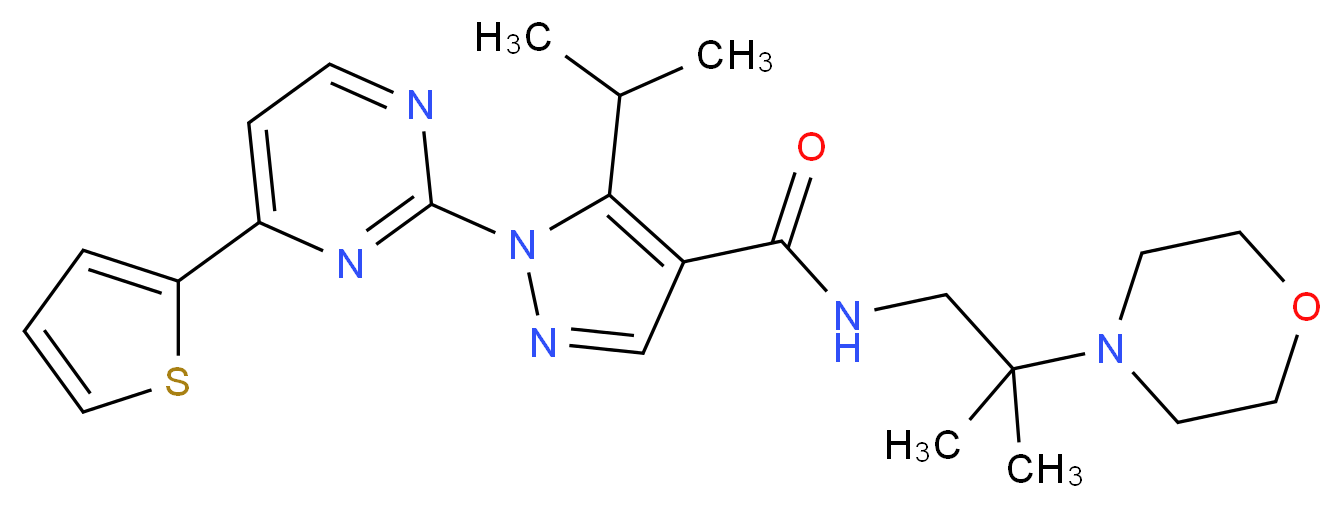 5-isopropyl-N-[2-methyl-2-(4-morpholinyl)propyl]-1-[4-(2-thienyl)-2-pyrimidinyl]-1H-pyrazole-4-carboxamide_Molecular_structure_CAS_)