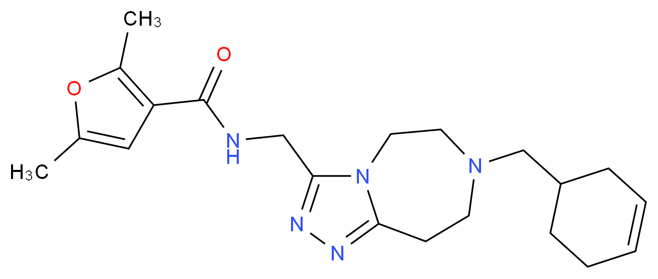 N-{[7-(3-cyclohexen-1-ylmethyl)-6,7,8,9-tetrahydro-5H-[1,2,4]triazolo[4,3-d][1,4]diazepin-3-yl]methyl}-2,5-dimethyl-3-furamide_Molecular_structure_CAS_)