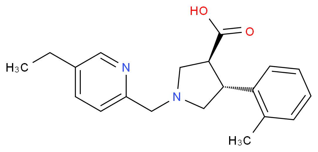 (3S*,4R*)-1-[(5-ethylpyridin-2-yl)methyl]-4-(2-methylphenyl)pyrrolidine-3-carboxylic acid_Molecular_structure_CAS_)