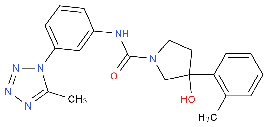 3-hydroxy-3-(2-methylphenyl)-N-[3-(5-methyl-1H-tetrazol-1-yl)phenyl]pyrrolidine-1-carboxamide_Molecular_structure_CAS_)
