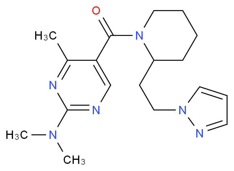 N,N,4-trimethyl-5-({2-[2-(1H-pyrazol-1-yl)ethyl]-1-piperidinyl}carbonyl)-2-pyrimidinamine_Molecular_structure_CAS_)