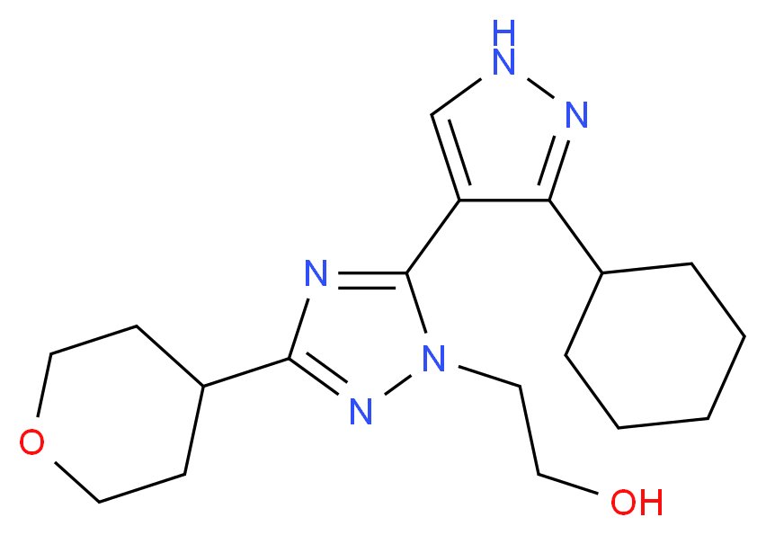 2-[5-(3-cyclohexyl-1H-pyrazol-4-yl)-3-(tetrahydro-2H-pyran-4-yl)-1H-1,2,4-triazol-1-yl]ethanol_Molecular_structure_CAS_)