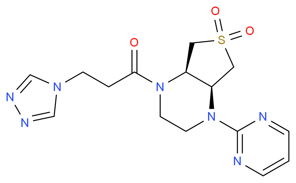 (4aR*,7aS*)-1-pyrimidin-2-yl-4-[3-(4H-1,2,4-triazol-4-yl)propanoyl]octahydrothieno[3,4-b]pyrazine 6,6-dioxide_Molecular_structure_CAS_)