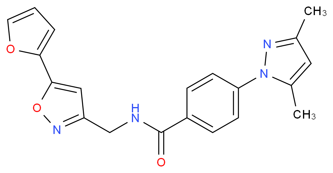 4-(3,5-dimethyl-1H-pyrazol-1-yl)-N-{[5-(2-furyl)-3-isoxazolyl]methyl}benzamide_Molecular_structure_CAS_)