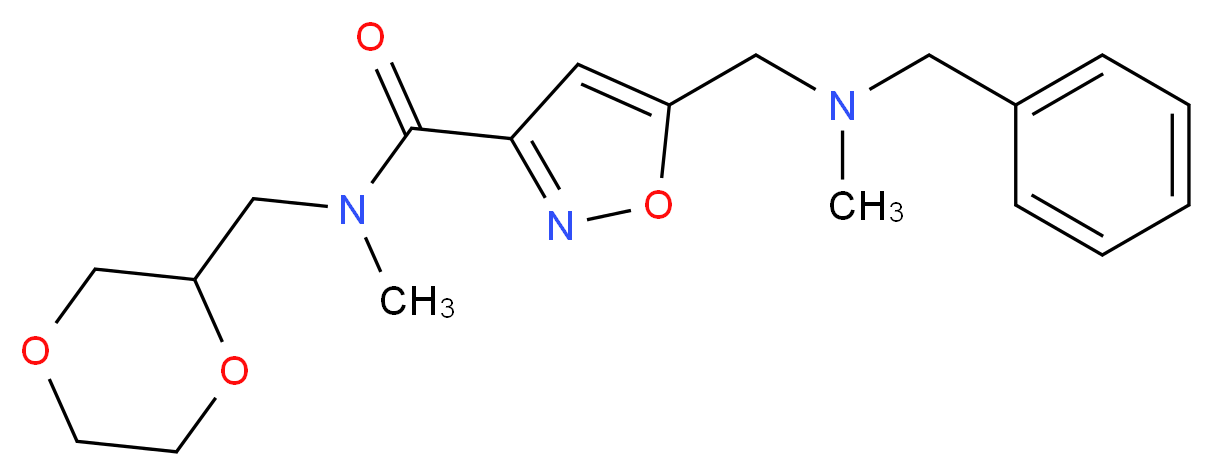 5-{[benzyl(methyl)amino]methyl}-N-(1,4-dioxan-2-ylmethyl)-N-methylisoxazole-3-carboxamide_Molecular_structure_CAS_)