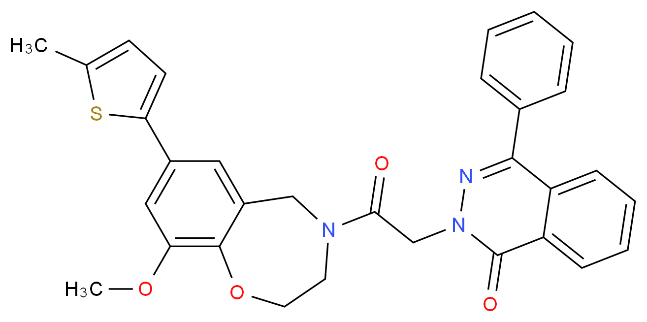 2-{2-[9-methoxy-7-(5-methyl-2-thienyl)-2,3-dihydro-1,4-benzoxazepin-4(5H)-yl]-2-oxoethyl}-4-phenyl-1(2H)-phthalazinone_Molecular_structure_CAS_)