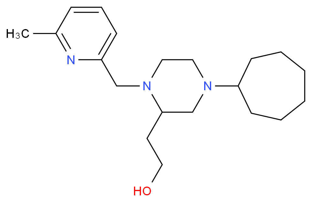 2-{4-cycloheptyl-1-[(6-methyl-2-pyridinyl)methyl]-2-piperazinyl}ethanol_Molecular_structure_CAS_)